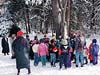 A school group learning about trees